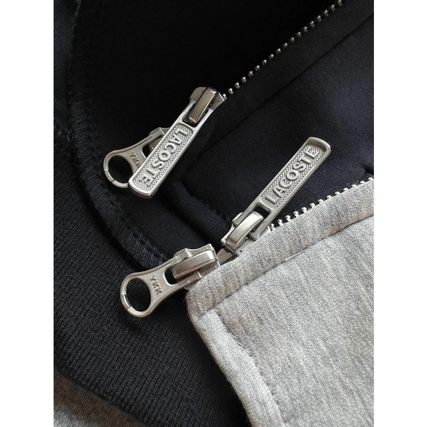 ❤️星光衫悅❤️Lacoste 法國鱷魚男士細絨胸標純色全拉鍊立領開衫衛衣外套a25-細節圖7