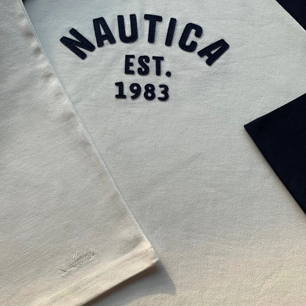 ❤️星光衫悅❤️NAUTICA 長谷川日系330g重磅拼色插肩袖情侶長袖T恤a47-細節圖9
