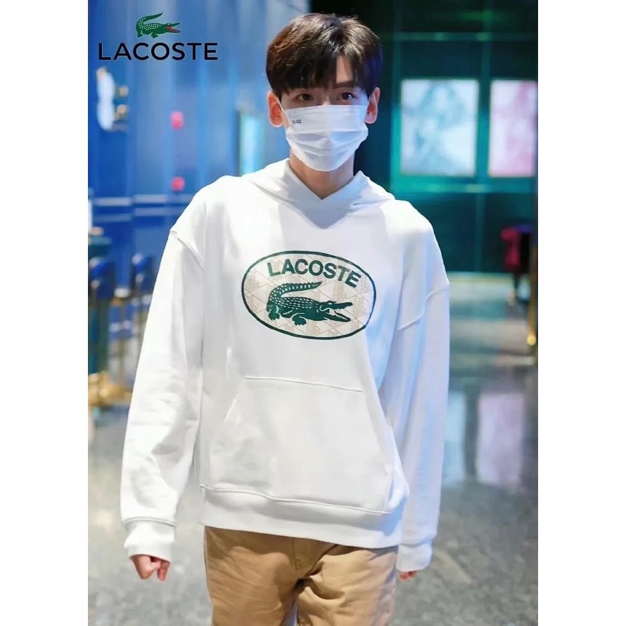 ❤️星光衫悅❤️LACOSTE法國鱷魚男裝秋季時尚休閒印花logo純棉連帽衛衣a64-細節圖4