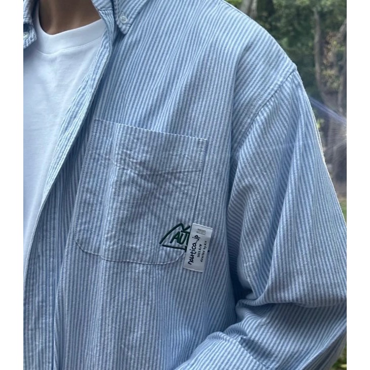 ❤️星光衫悅❤️Nautica諾帝卡 長谷川系列的襯衣 休閒寬松 條紋襯衫 男女同款CITYBOY a65-細節圖3