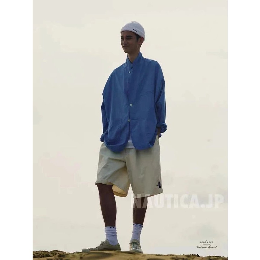 ❤️星光衫悅❤️ 日系NAUTICA長谷川監制cityboy風刺繡logo寬鬆休閒中褲短褲五分褲休閒褲a68-細節圖6