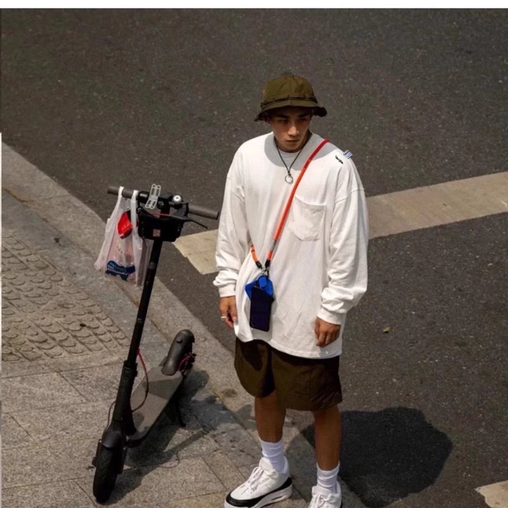 ❤️星光衫悅❤️ NAUTICA 長谷川 肩膀小標 純色口袋長袖T恤 男女同款a69-細節圖2