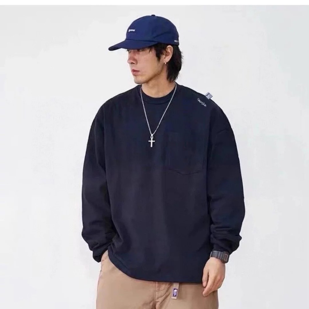 ❤️星光衫悅❤️ NAUTICA 長谷川 肩膀小標 純色口袋長袖T恤 男女同款a69-細節圖7