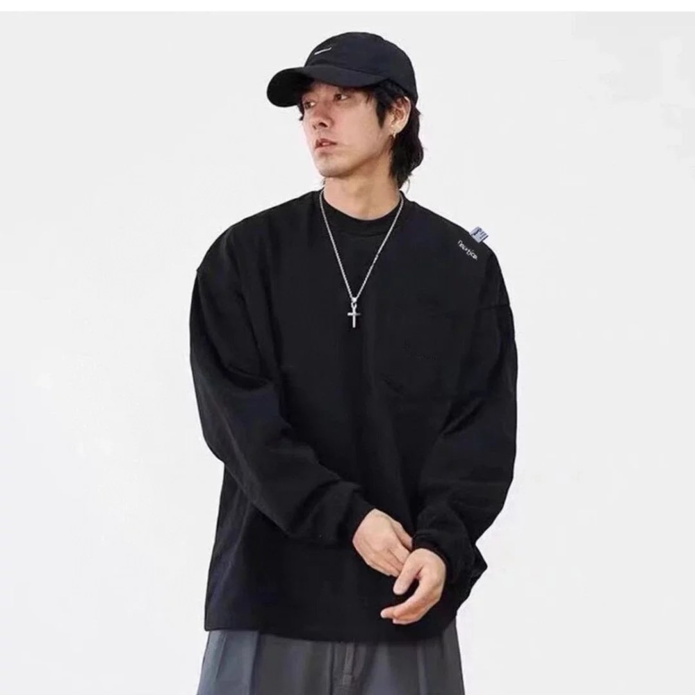 ❤️星光衫悅❤️ NAUTICA 長谷川 肩膀小標 純色口袋長袖T恤 男女同款a69-規格圖10