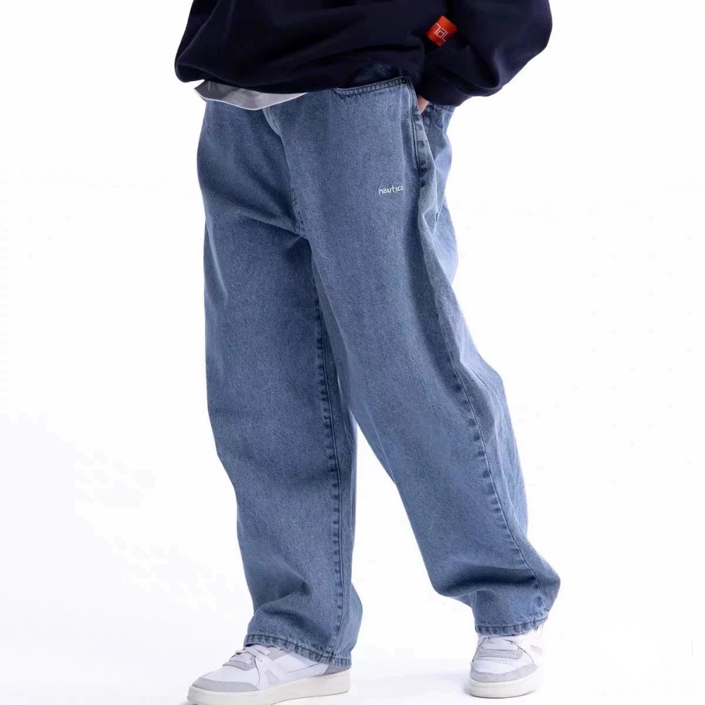 ❤️星光衫悅❤️Nautica長谷川白帆湯本弘通聯名刺繡Logo寬鬆廊形錐形牛仔褲休閒褲長褲 男女款 a105-細節圖8
