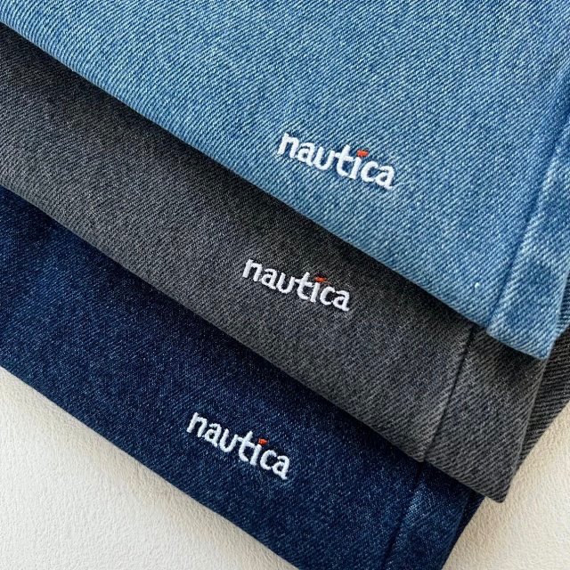 ❤️星光衫悅❤️Nautica長谷川白帆湯本弘通聯名刺繡Logo寬鬆廊形錐形牛仔褲休閒褲長褲 男女款 a105-細節圖11