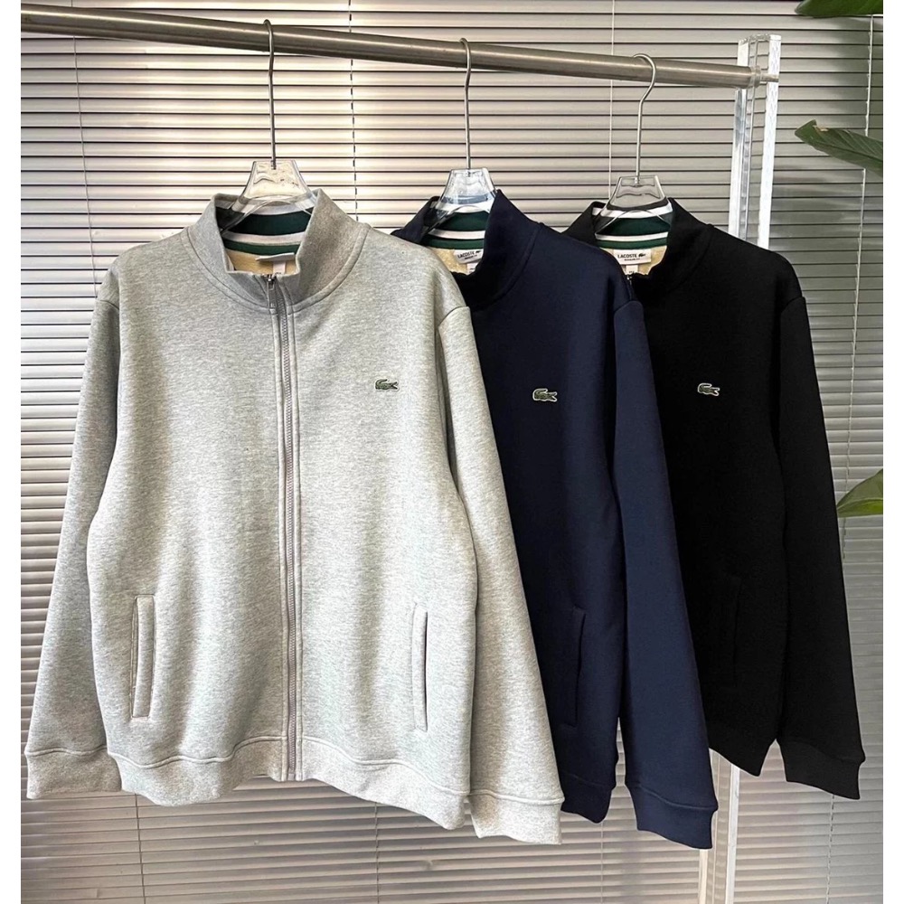 ❤️星光衫悅❤️Lacoste 法國鱷魚 男士立領拉鍊保暖加絨外套 輕奢休閒加絨特厚立領拉鍊外套 胸口經典魚刺繡標a11-細節圖4