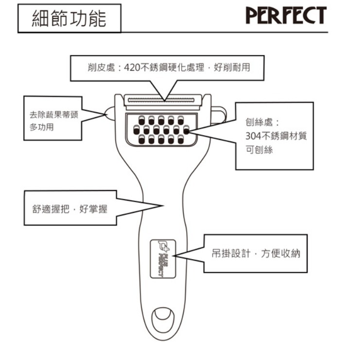 台灣製 PERFECT 極緻 晶鑽多功能刨刀 刨絲刀 削皮刀 刮皮刀 削皮器-細節圖4