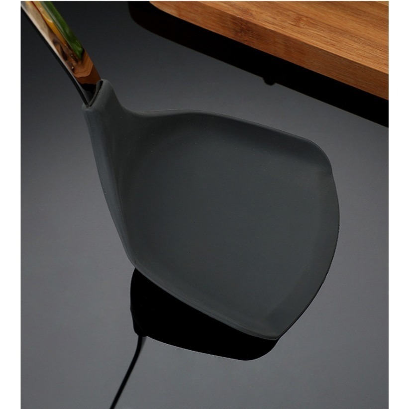 304不鏽鋼木柄矽膠廚具 鍋鏟 湯勺 不沾鍋鏟 304不鏽鋼 木柄 料理用具-細節圖5