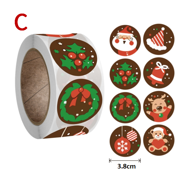 貼紙 3.8公分 聖誕節貼紙 耶誕貼紙 卡通貼紙 聖誕節 聖誕貼紙 耶誕節 平安夜 雪花 聖誕老人 麋鹿 標籤貼紙-規格圖3