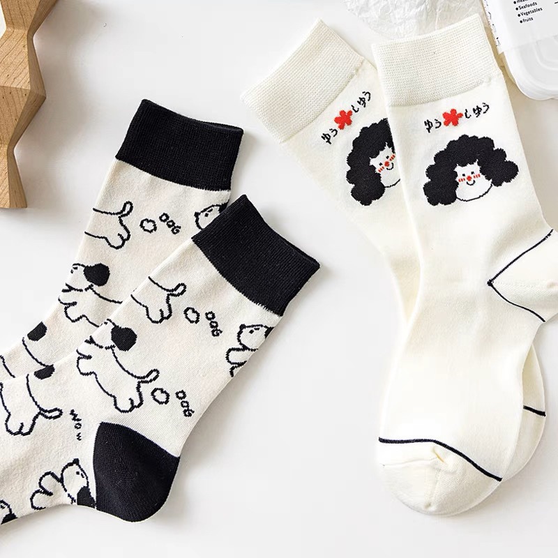 日系🇯🇵我快被可愛死系列襪ins潮卡通創意情侶中筒襪可愛斑馬奶牛小狗長襪❤️-細節圖4