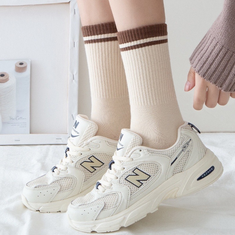 G Shop🇰🇷 韓版奶茶色系中筒襪/學生襪/女襪 棉襪襪子 素色襪 長襪/聖誕襪-細節圖4