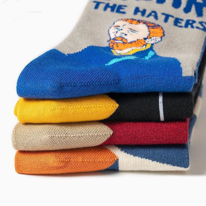 G Shop🇰🇷 New🔥法國🇫🇷油畫襪子男中筒/個性街頭潮牌長襪/高幫長筒襪/襪子-細節圖2