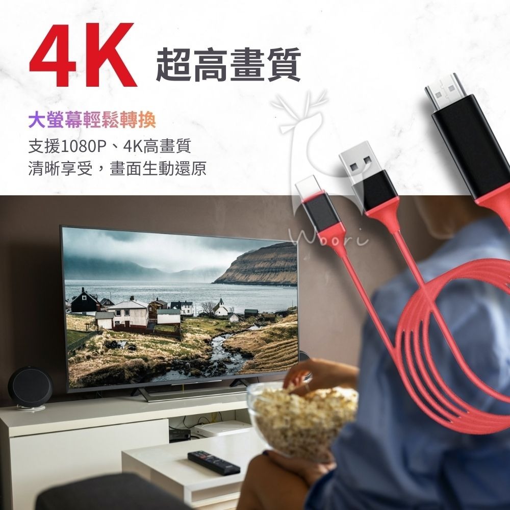 IOS/Android通用 【Type-C HDMI轉接線】手機電視轉接線 手機同屏 投影線 免安裝 HDMI影音傳輸-細節圖3
