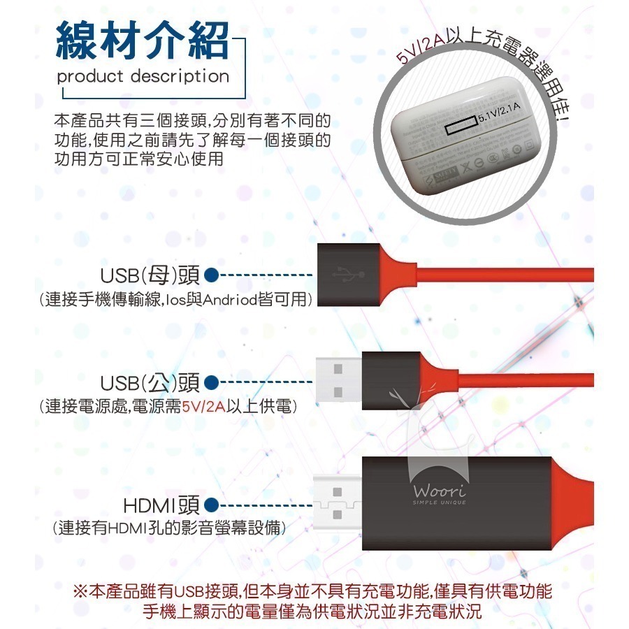 IOS/Android通用 HDMI轉接線 手機投影 手機電視轉接線 隨插即用 1080P視頻轉換器 追劇玩遊戲會議婚禮-細節圖7