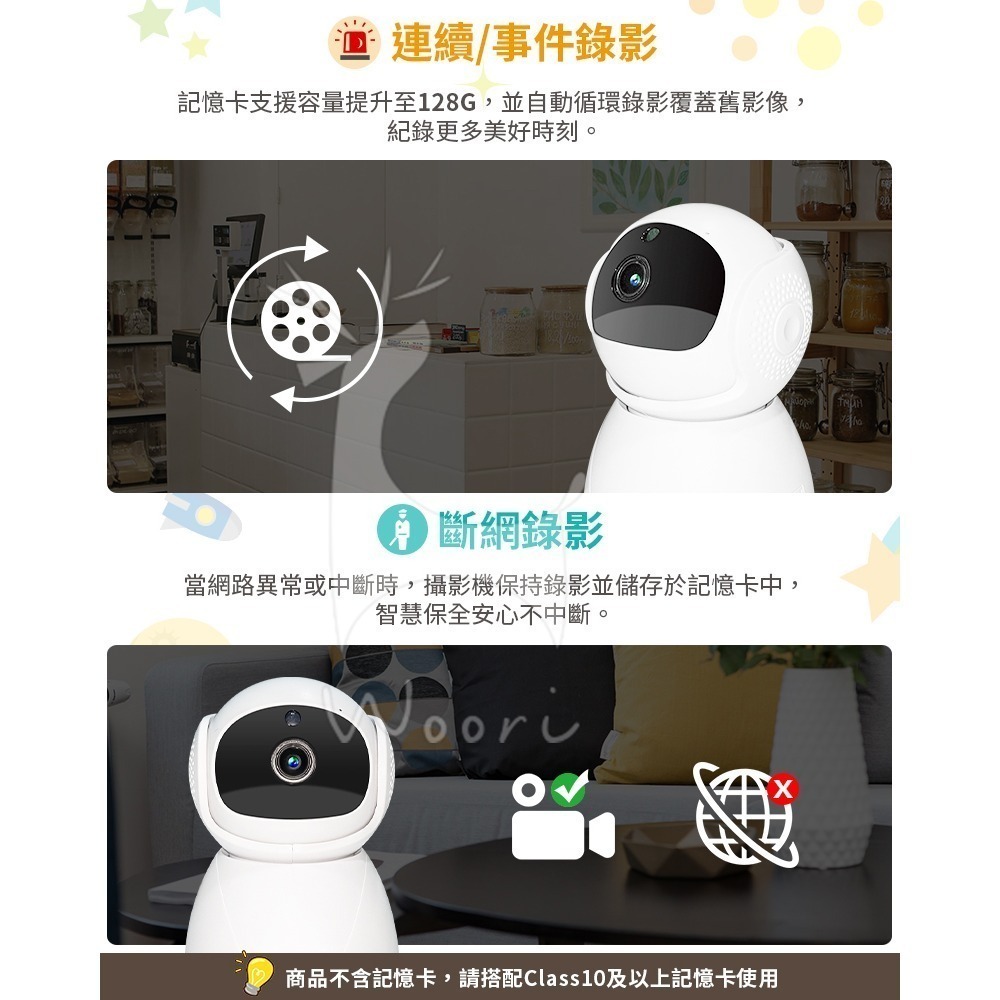 5G無線智能監視器 太空人 無線WiFi智慧攝影機 家庭嬰兒監視器 360度全景 手機遠端APP監控 20米紅外線夜視-細節圖9