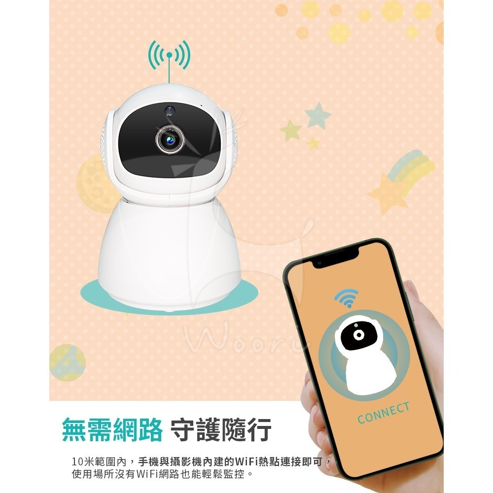 5G無線智能監視器 太空人 無線WiFi智慧攝影機 家庭嬰兒監視器 360度全景 手機遠端APP監控 20米紅外線夜視-細節圖4