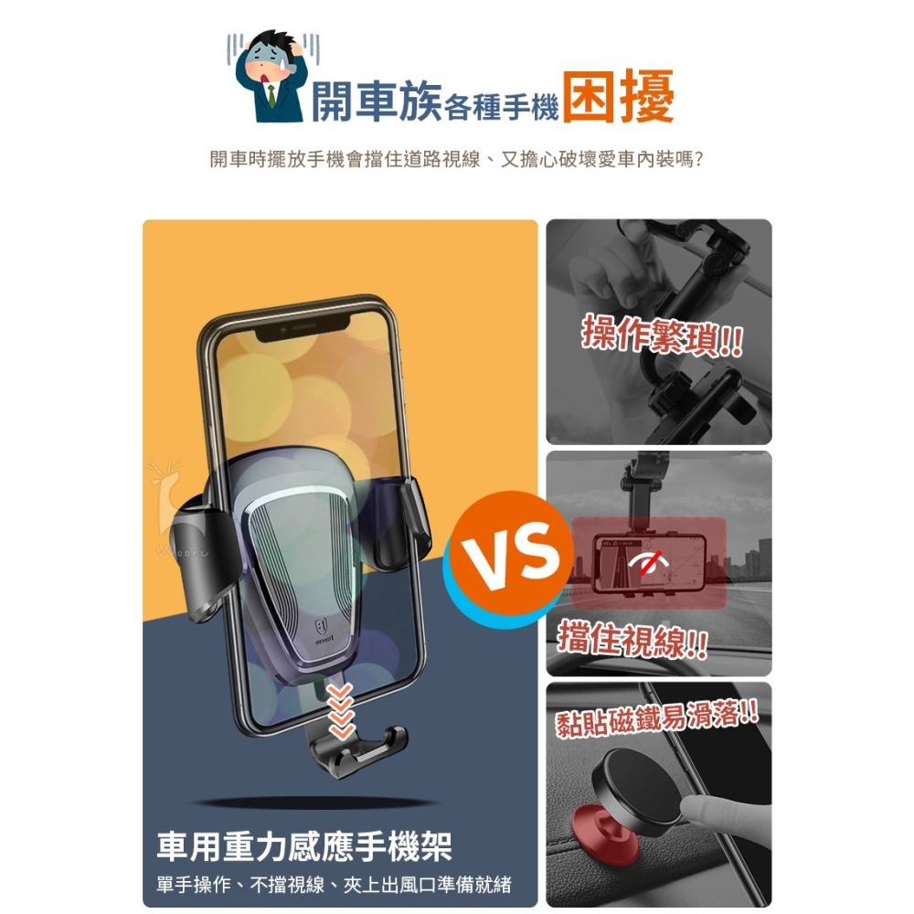倍思Baseus 車載重力車架 萬用多功能汽車手機支架 車用出風口支架 車用導航支架 冷氣口支架 手機架-細節圖2