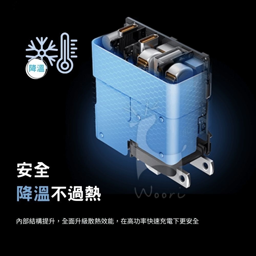 小米  67W氮化鎵充電器 2C1A  GaN快充頭 小米三孔快速充電 快速充電 2C1A充電器 type-c充電器-細節圖6