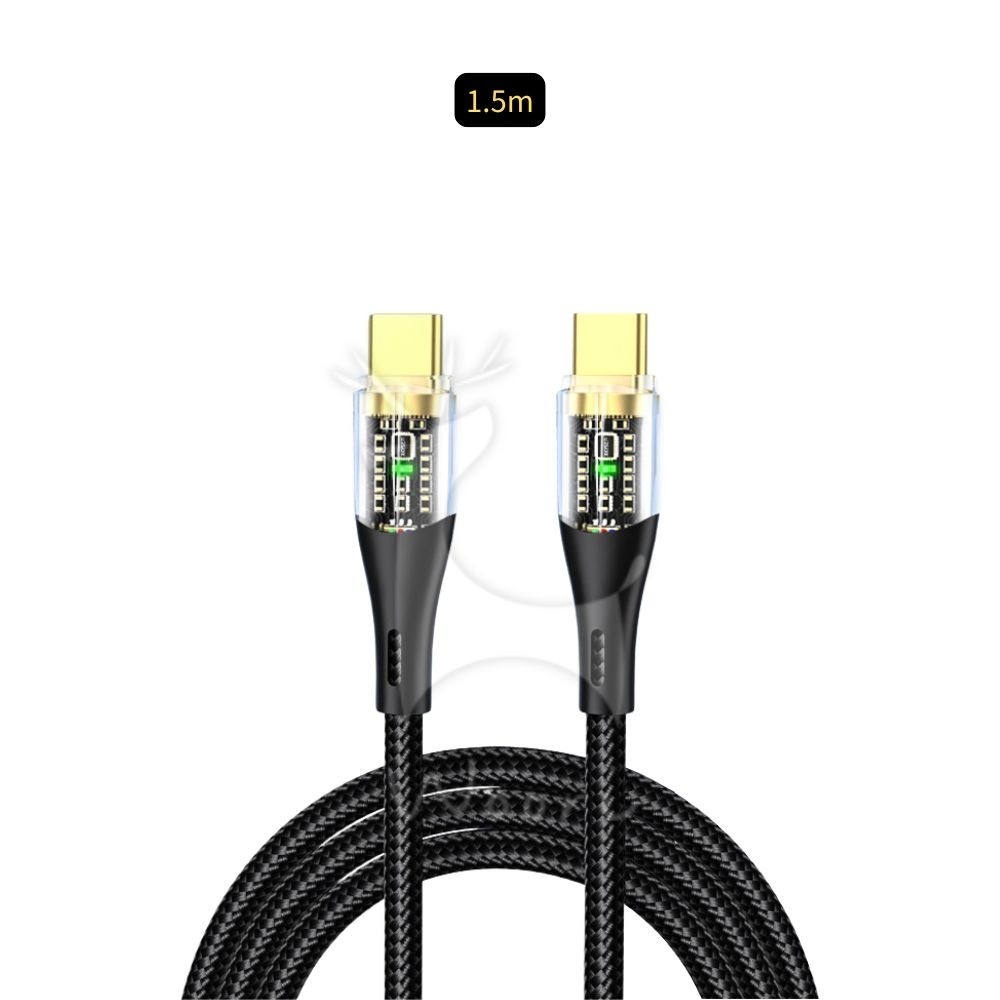 PD60W 透明快充線 Type-C to Type-C  尼龍編織 抗拉耐用 iPhone充電線 傳輸線 安卓充電線-規格圖11