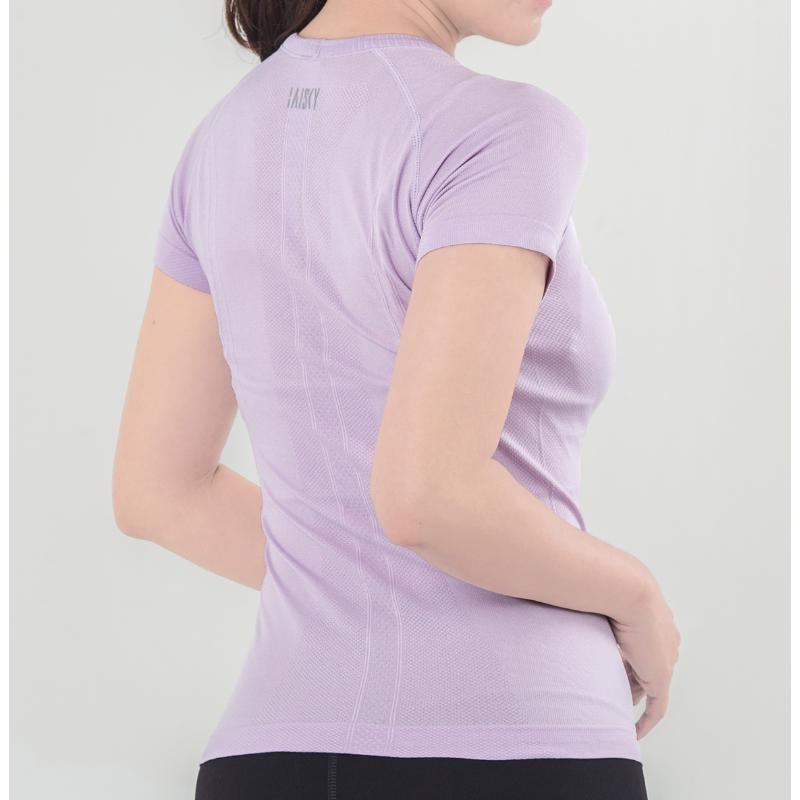BAISKY百士奇休閒運動針織短袖上衣 淺紫荷-細節圖2