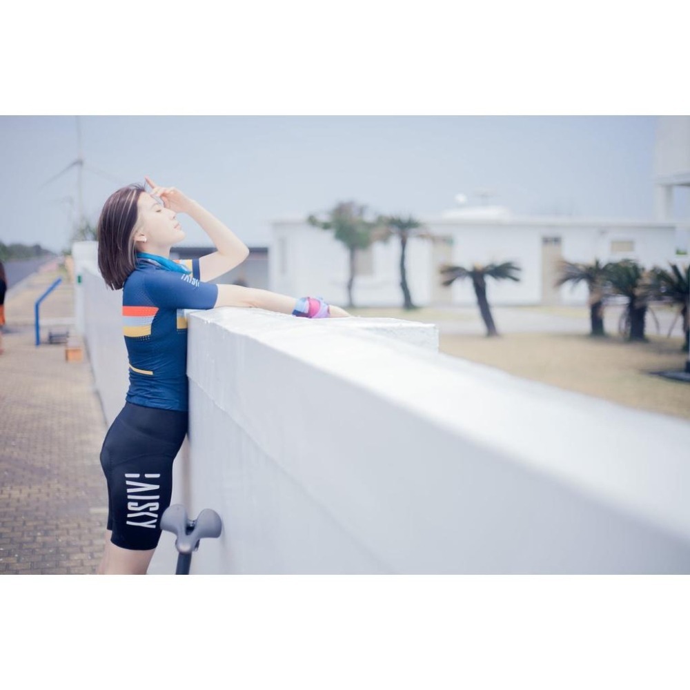 BAISKY百士奇女款空力短車衣 平行線 藍-細節圖5