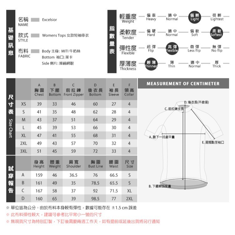 BAISKY百士奇 女款短車衣 Excelsior-細節圖11