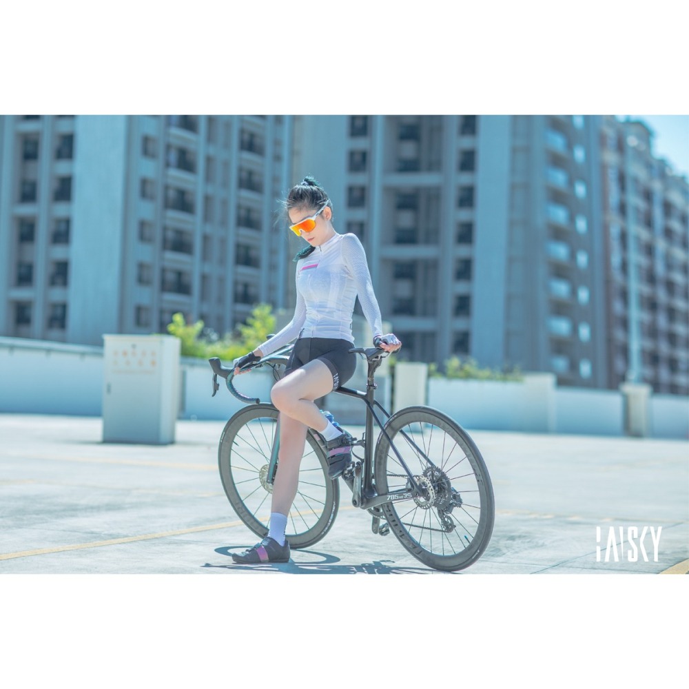 BAISKY百士奇 女款薄款長車衣 皮索 螢光粉-細節圖3