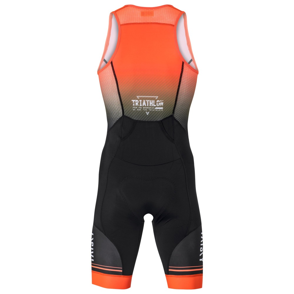 BAISKY百士奇 男款無袖連身三鐵衣 The Triathlete 螢光紅-細節圖3