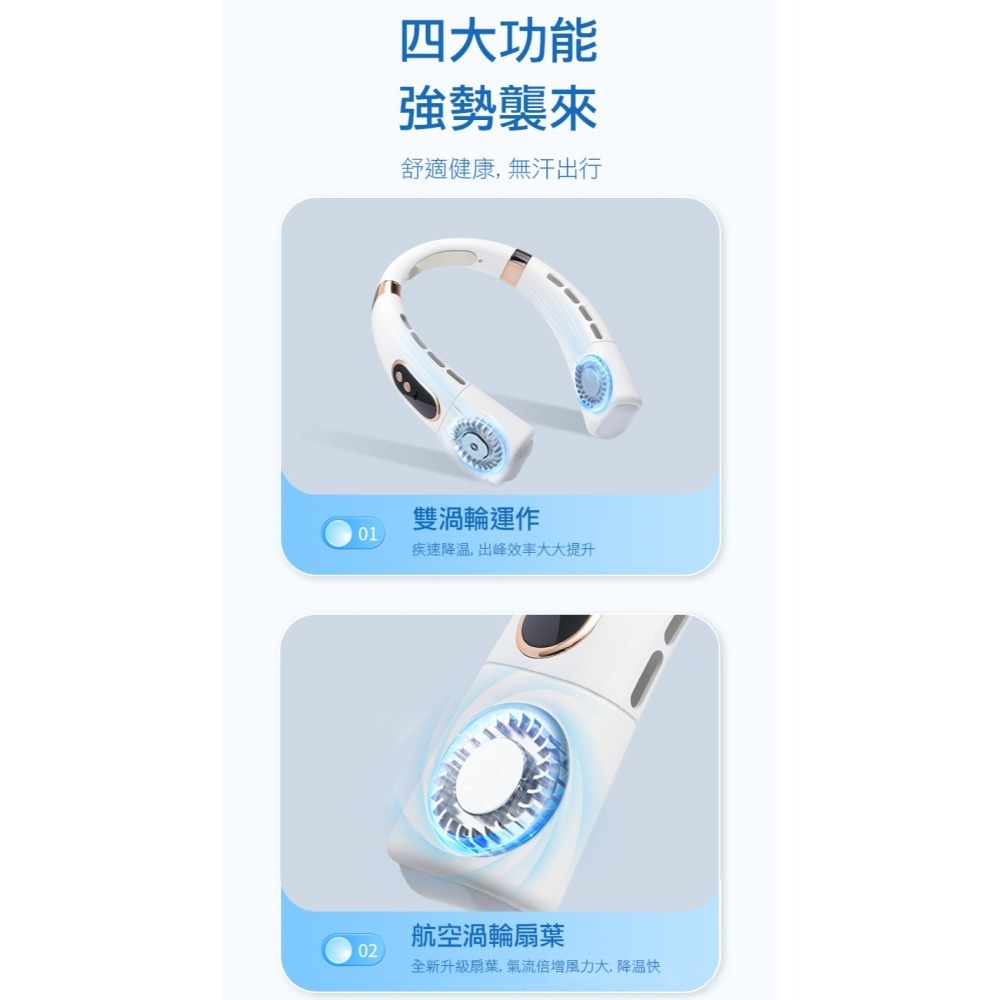【實體店面現貨】旗艦版掛脖風扇 隨身風扇 無葉風扇 懶人風扇 風扇 LED數顯 超長續航 冰瓷體感降溫❄-細節圖2