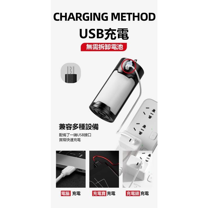 【實體店面現貨 附發票】掛式露營燈 usb充電露營燈 露營燈 拉燈 手電筒 伸縮拉燈 露營 登山燈 超亮應急帳篷燈-細節圖3
