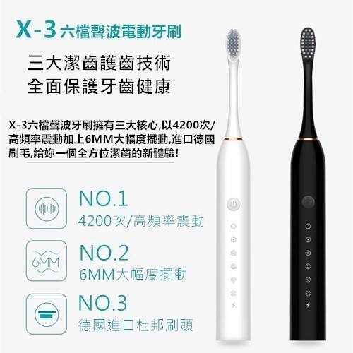 【實體店面現貨 附發票】電動牙刷 IPX7 超值組合 贈刷頭x4 三色可選 聲波牙刷 成人軟毛牙刷 牙齒美白 刷牙潔牙-細節圖3