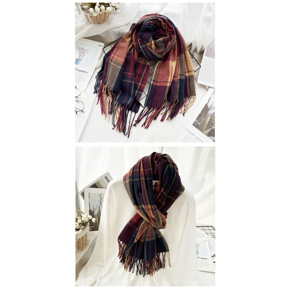 【實體店面現貨】加厚羊絨保暖圍巾 素色 百搭 聖誕節 交換禮物 保暖 圍巾 親膚軟綿 加厚-細節圖3