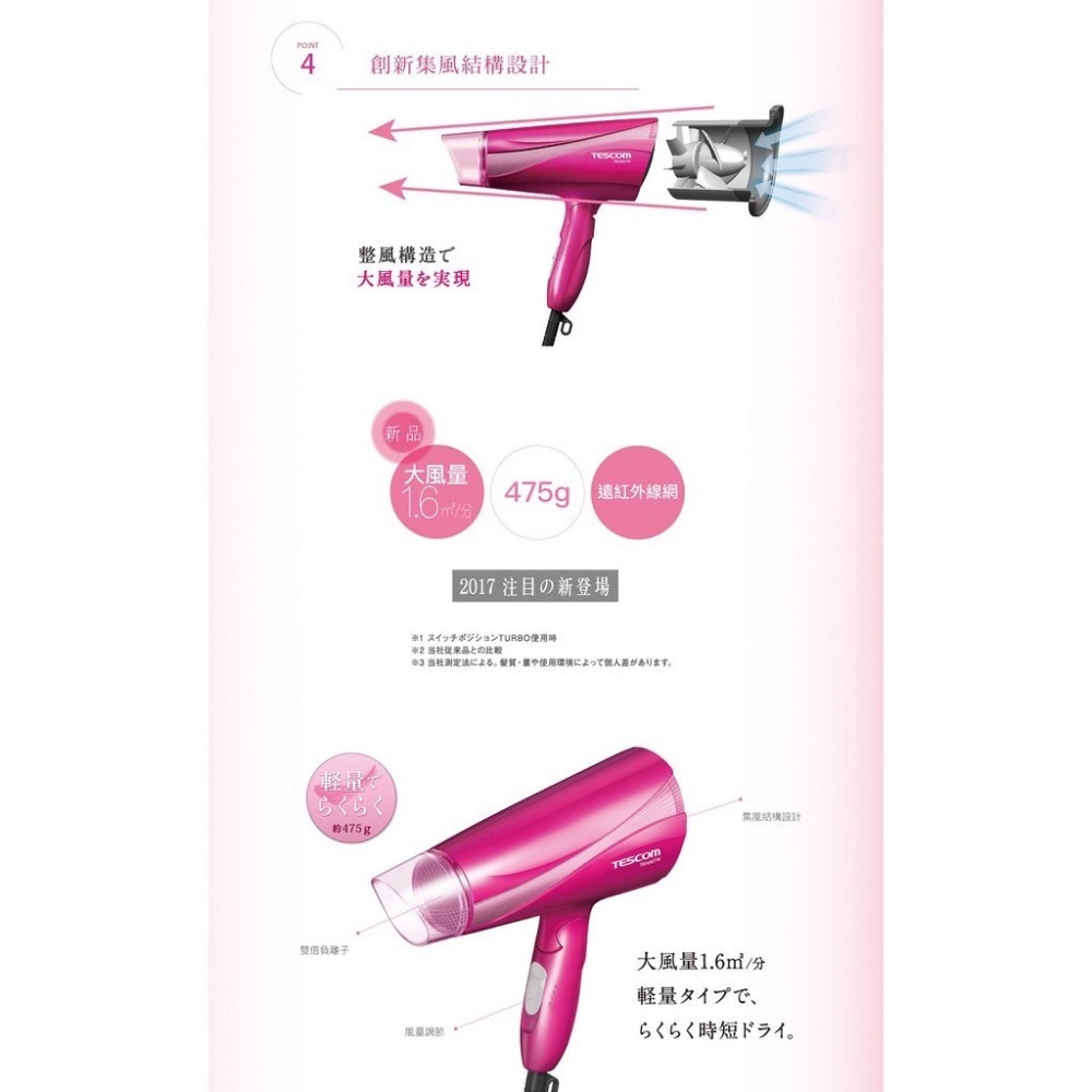 【 原廠公司貨】附發票 TESCOM TID450 大風量 負離子 吹風機 負離子吹風機 TID960 292-細節圖3