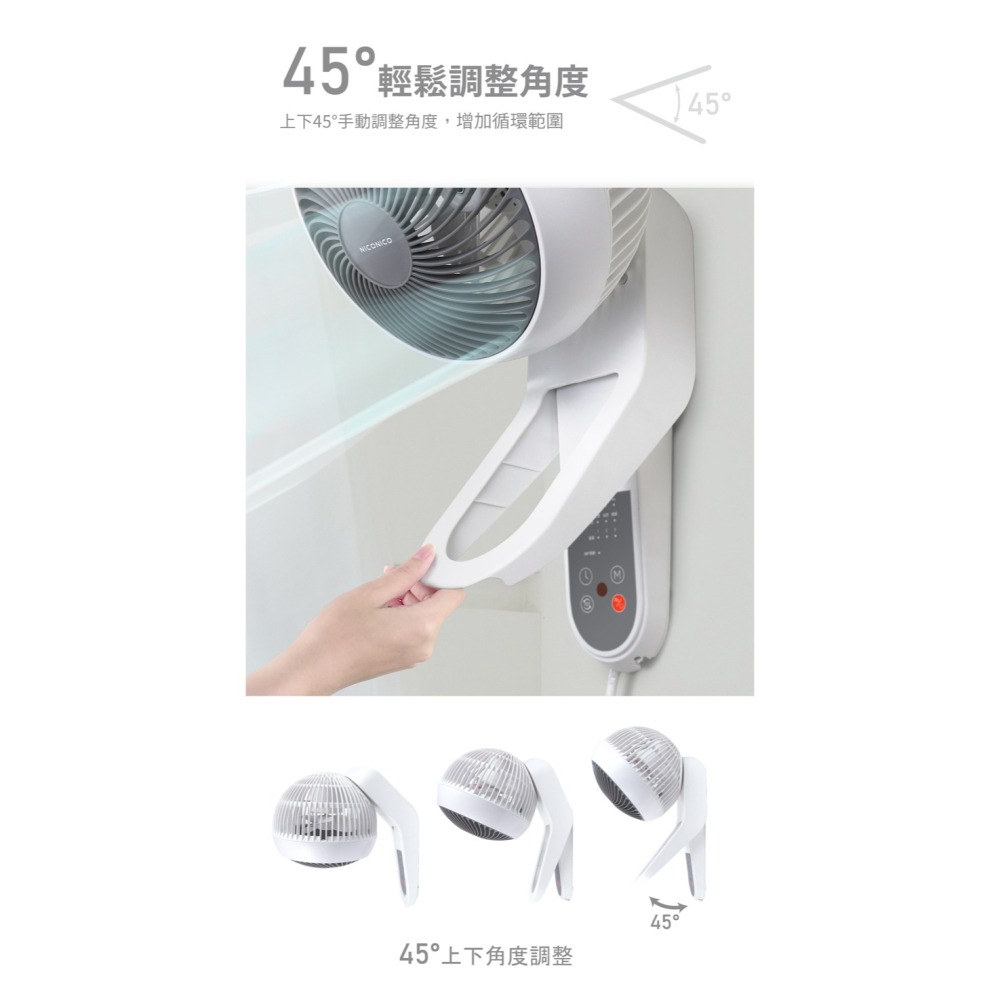 【實體店面現貨 保固】NICONICO 360度微電腦 9吋 遙控 循環壁扇 循環扇 電風扇 壁扇 NI-EW935-細節圖4