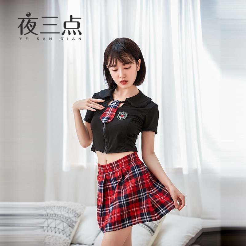 【實體店面現貨 附發票】可愛紅格裙學生套裝 小紅格 蘇格蘭裙 甜美 性感 誘惑 露背 學生 角色扮演 1237-細節圖3