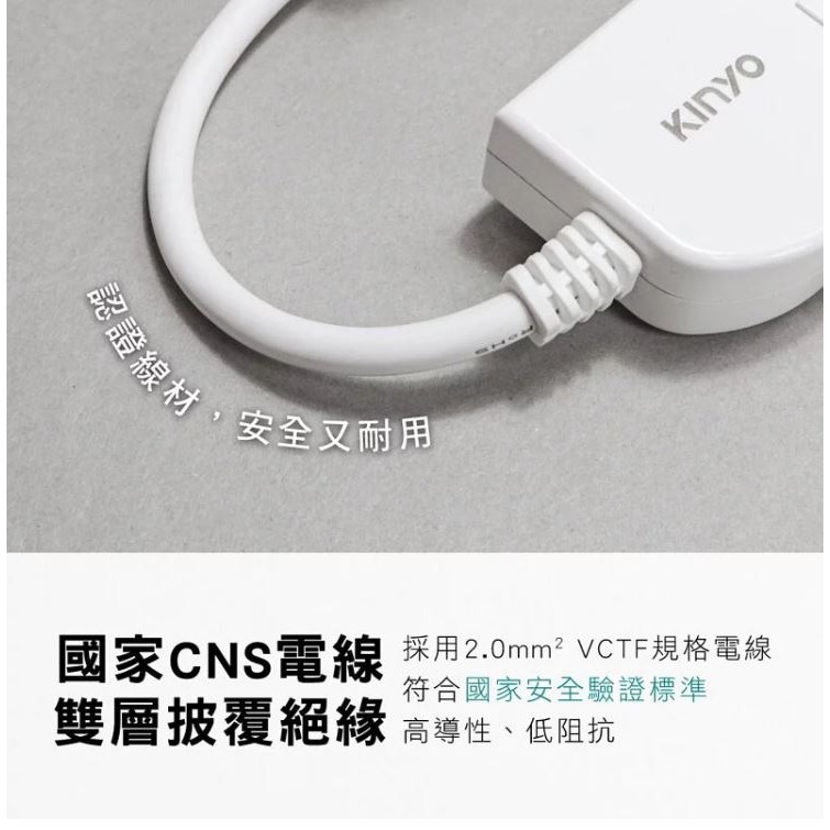 【實體店面公司貨 附發票】 KINYO  3開3插  三USB延長線  (CGU-333) 延長線 安全延長線-細節圖2