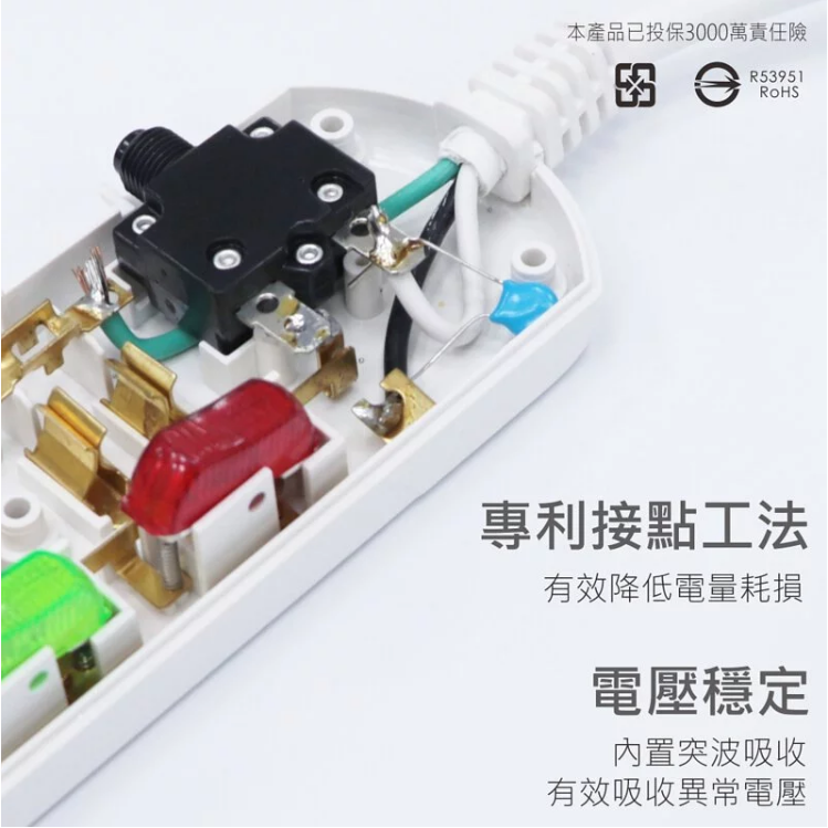 【實體店面公司貨 附發票】 KINYO 3開3插安全延長線 過載斷電 過載保護 三孔延長線 CG133-細節圖6