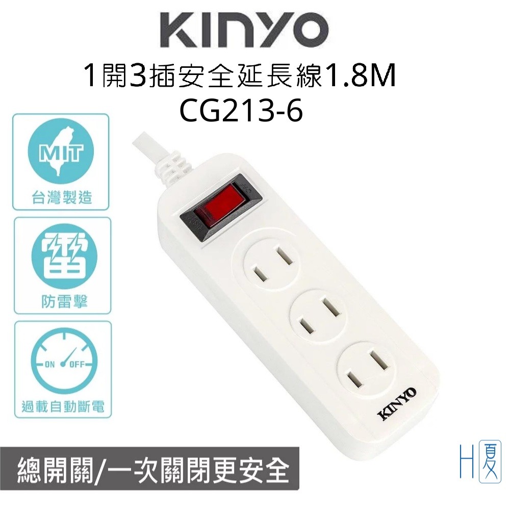 【實體店面公司貨 附發票】 KINYO 安全延長線系列 過載斷電 過載保護 2孔延長線 3尺 6尺 9尺-規格圖9
