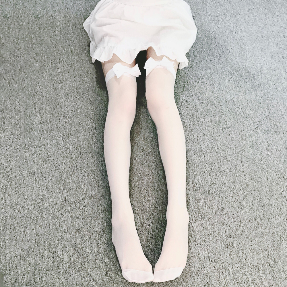 【實體店面現貨 附發票】長筒蝴蝶結絲襪女僕學生高筒過膝襪 絲襪 大腿 長筒襪 W10-細節圖5