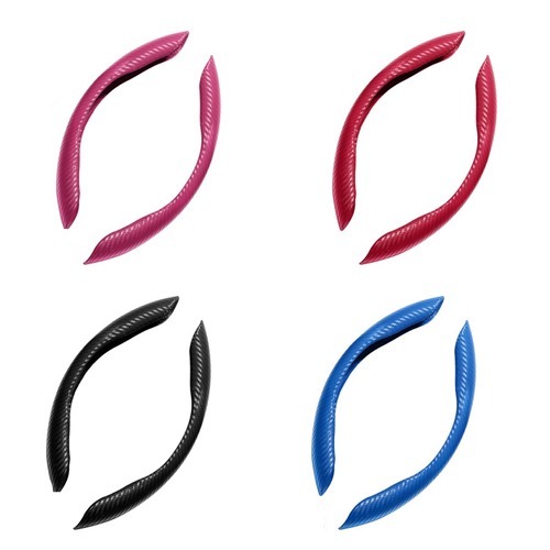 【實體店面現貨 附發票】碳纖維紋路汽車通用方向盤套 /夏季四季通用型/超薄防滑助力把皮卡套運動/四色可選-細節圖6