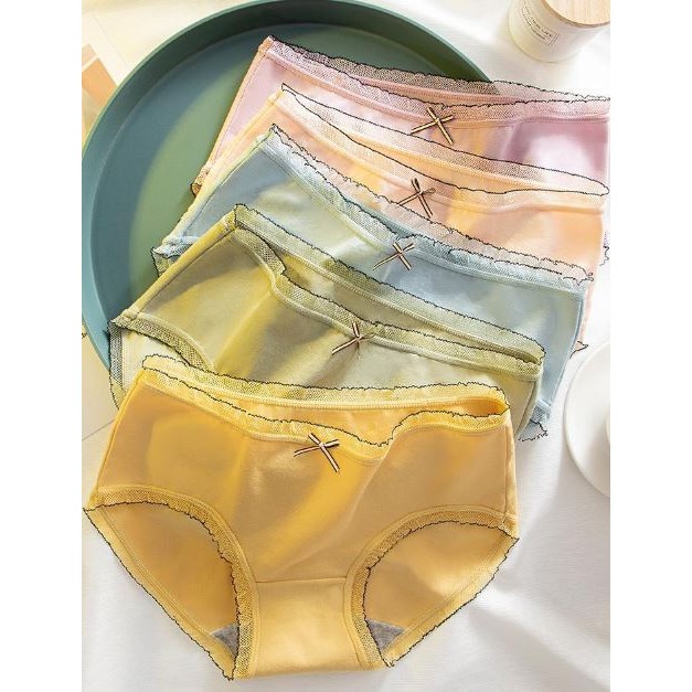 【實體店面現貨】純棉內褲 女士內褲 大碼 蜂窩襠 純色 蕾絲邊 少女內褲 內褲 R518-細節圖2