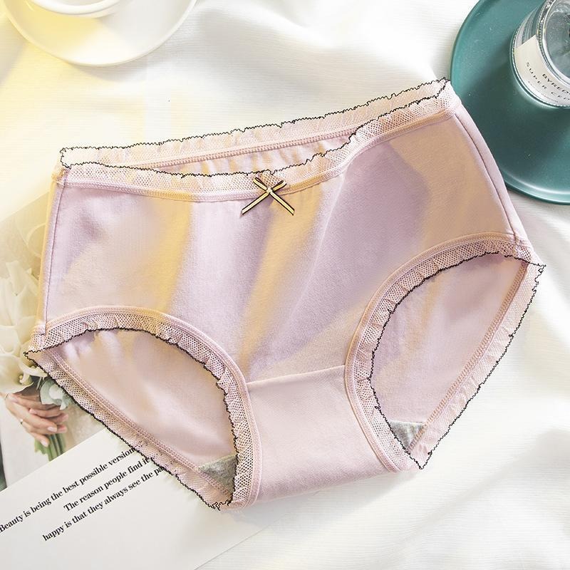 【實體店面現貨】純棉內褲 女士內褲 大碼 蜂窩襠 純色 蕾絲邊 少女內褲 內褲 R518-規格圖7