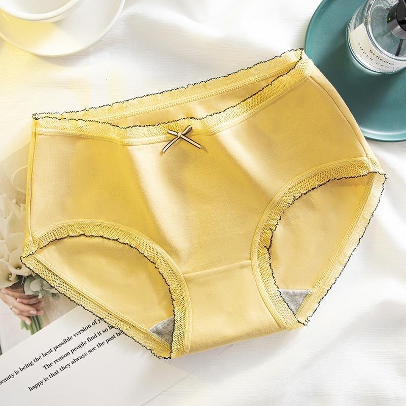 【實體店面現貨】純棉內褲 女士內褲 大碼 蜂窩襠 純色 蕾絲邊 少女內褲 內褲 R518-規格圖7