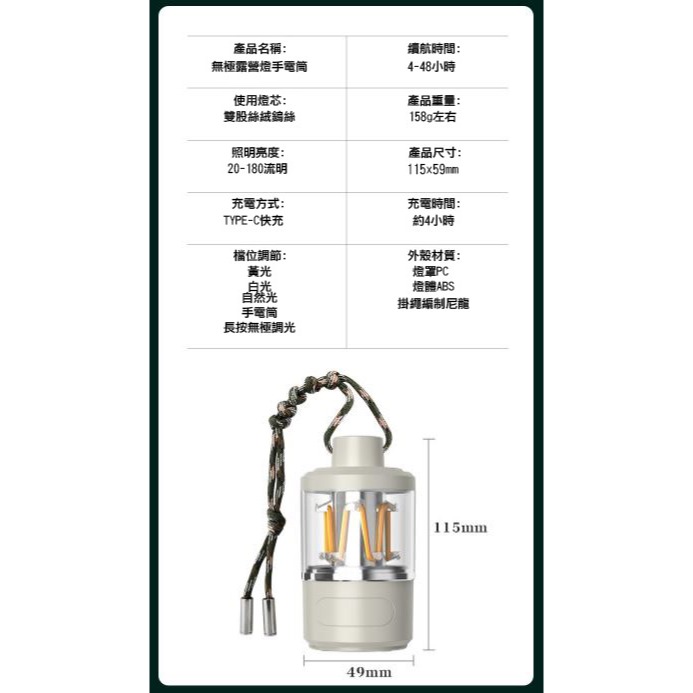 【實體店面現貨】復古露營燈 手電筒 復古馬燈 露營燈 Type-C USB充電 氛圍燈 野營燈 營地燈 多功能手電筒-細節圖2