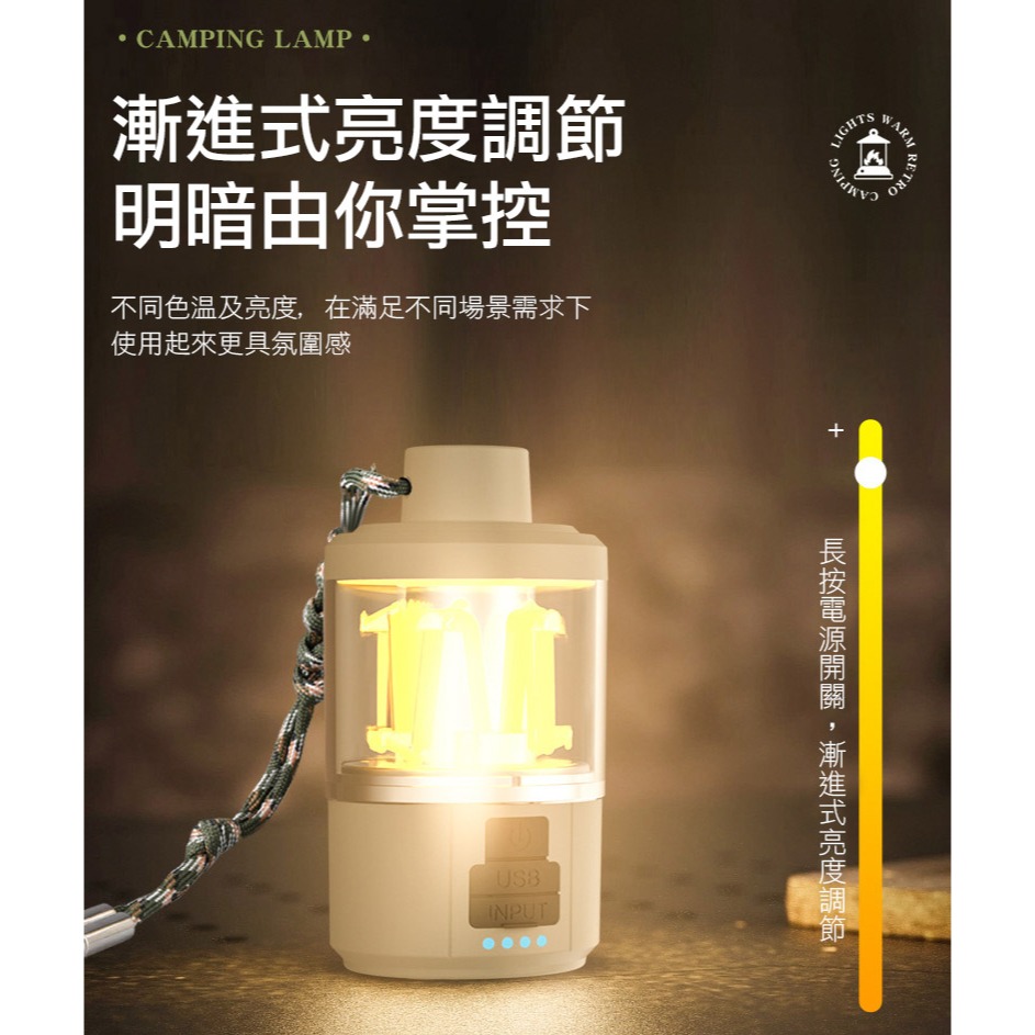 【實體店面現貨】復古露營燈 手電筒 復古馬燈 露營燈 Type-C USB充電 氛圍燈 野營燈 營地燈 多功能手電筒-細節圖8