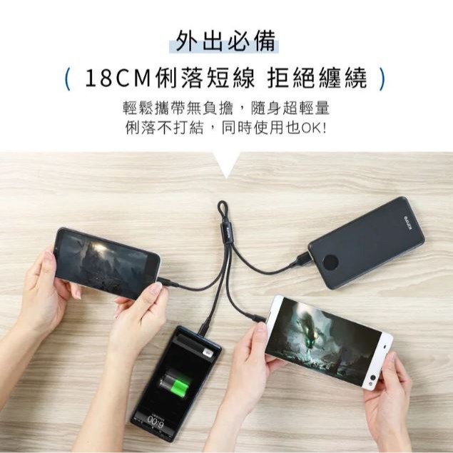【原廠正品現貨】KINYO 三合一輕巧快充線 充電線 快充 3A快充 18CM 短 USB-D01-細節圖7