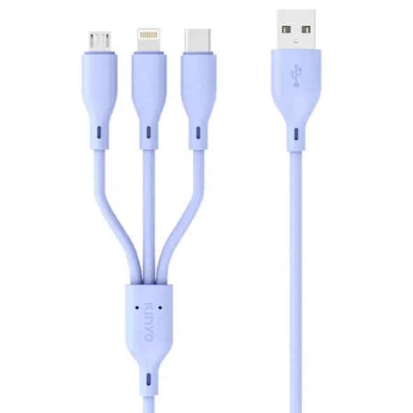【原廠正品現貨】KINYO 三合一急速快充線 充電線 仿矽膠 1.2M 長 3A快充 USB-D03-細節圖2
