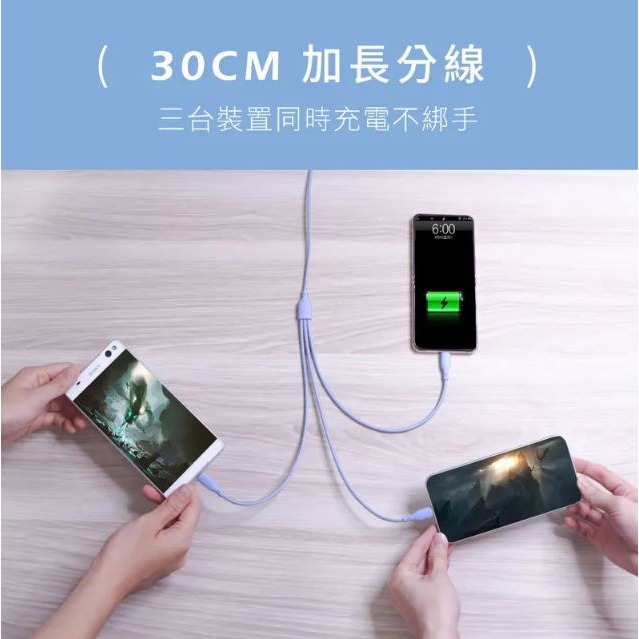 【原廠正品現貨】KINYO 三合一急速快充線 充電線 仿矽膠 1.2M 長 3A快充 USB-D03-細節圖6