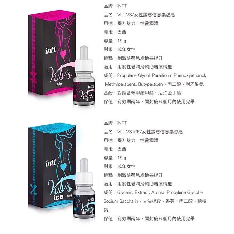 【實體店面現貨】巴西Intt Vulv 女性信息素 急速引誘精油 15g-冰涼款/火熱款 女用 費洛蒙香水 提升-細節圖6